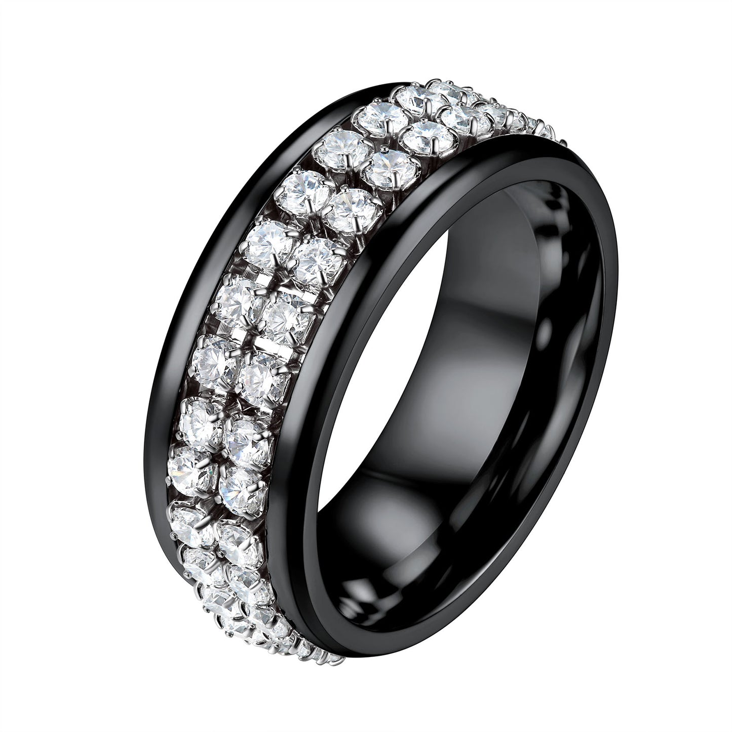 FaithHeart Cubic Zirconia Fidget Band Ring Rotatable Ring for Men FaithHeart