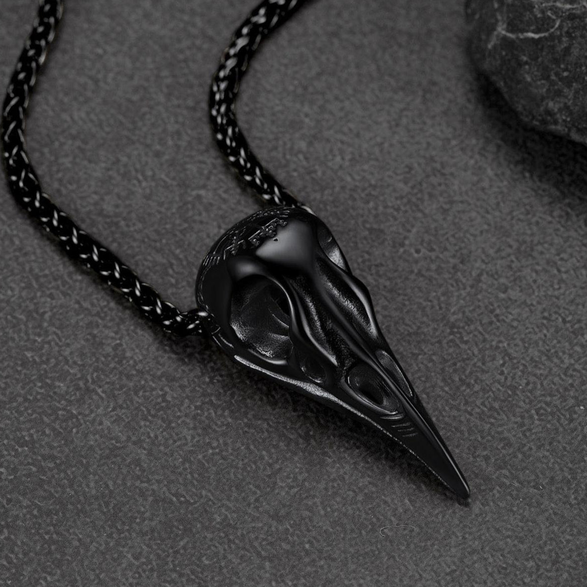 FaithHeart Viking Raven Skull Necklace With Compass for Men FaithHeart