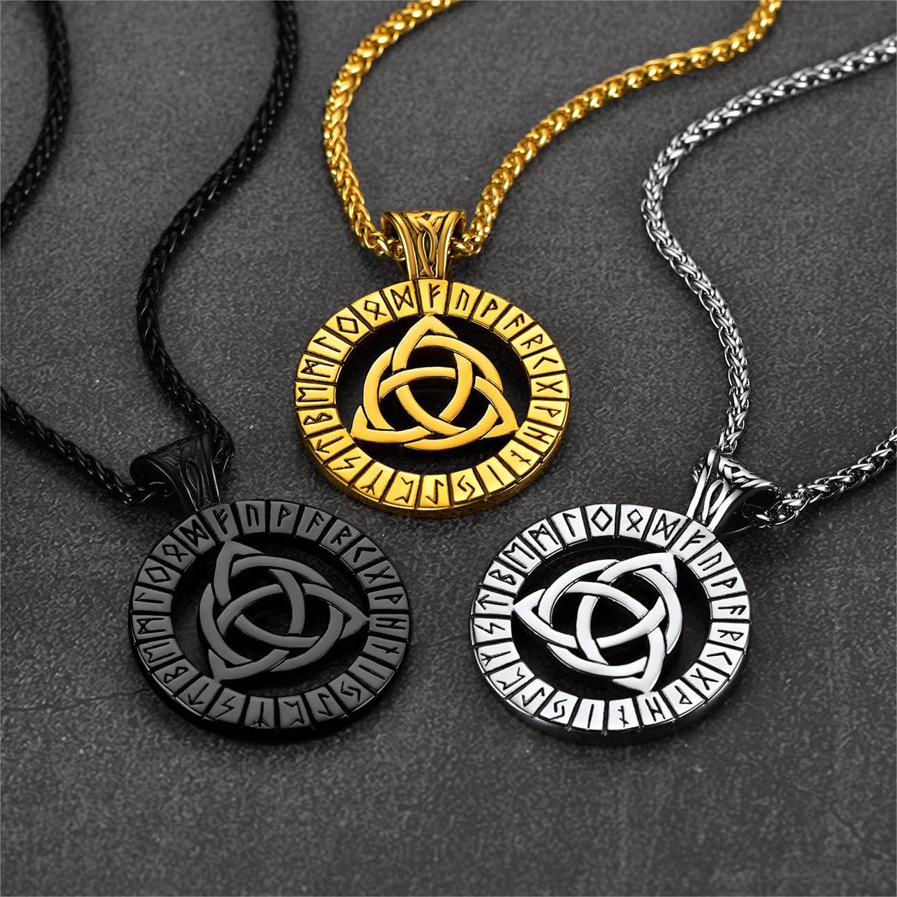 FaithHeart Viking Runes Celtic Knot Necklace for Men FaithHeart