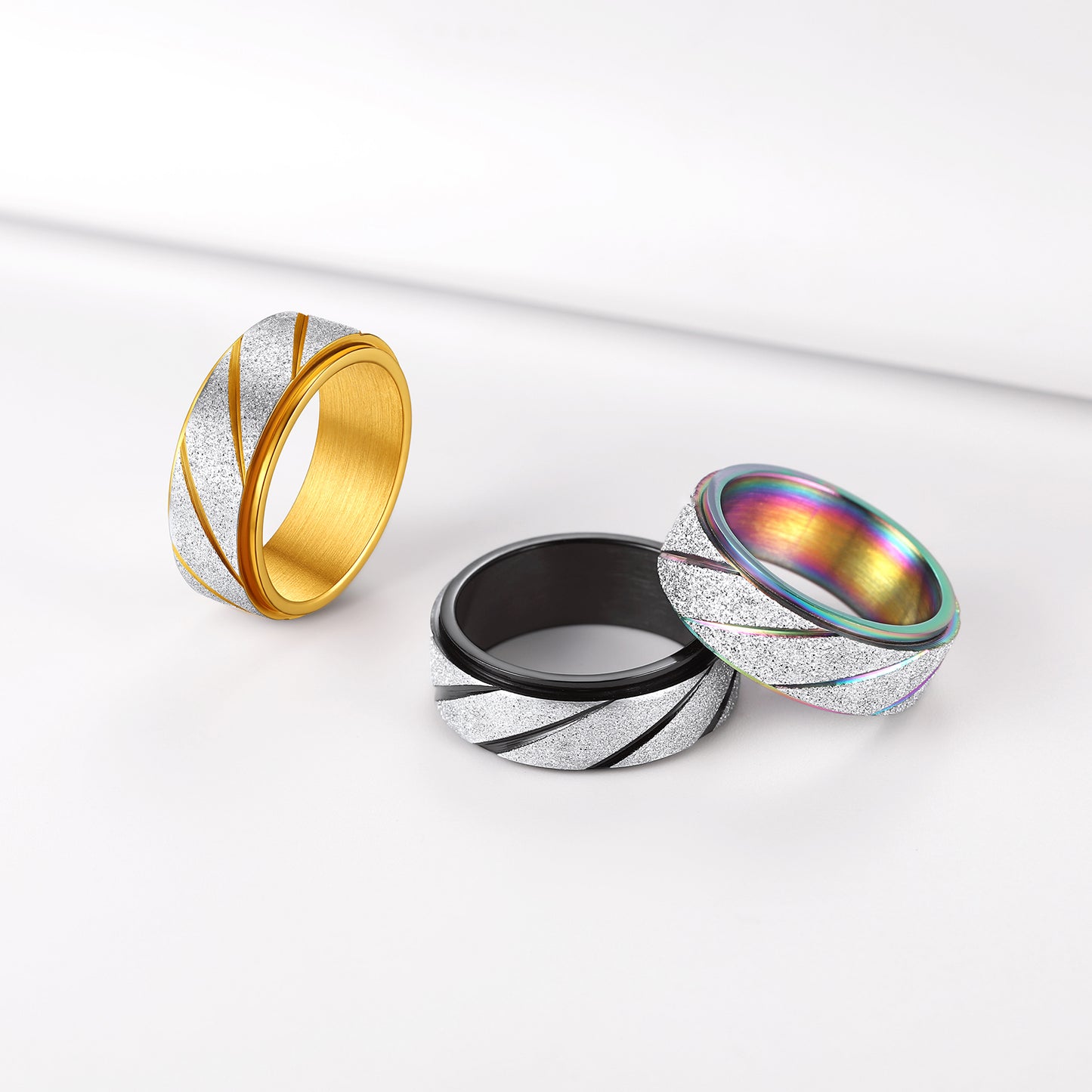 FaithHeart Men's Fashion Fidget Ring for Anxiety Stainless Steel FaithHeart