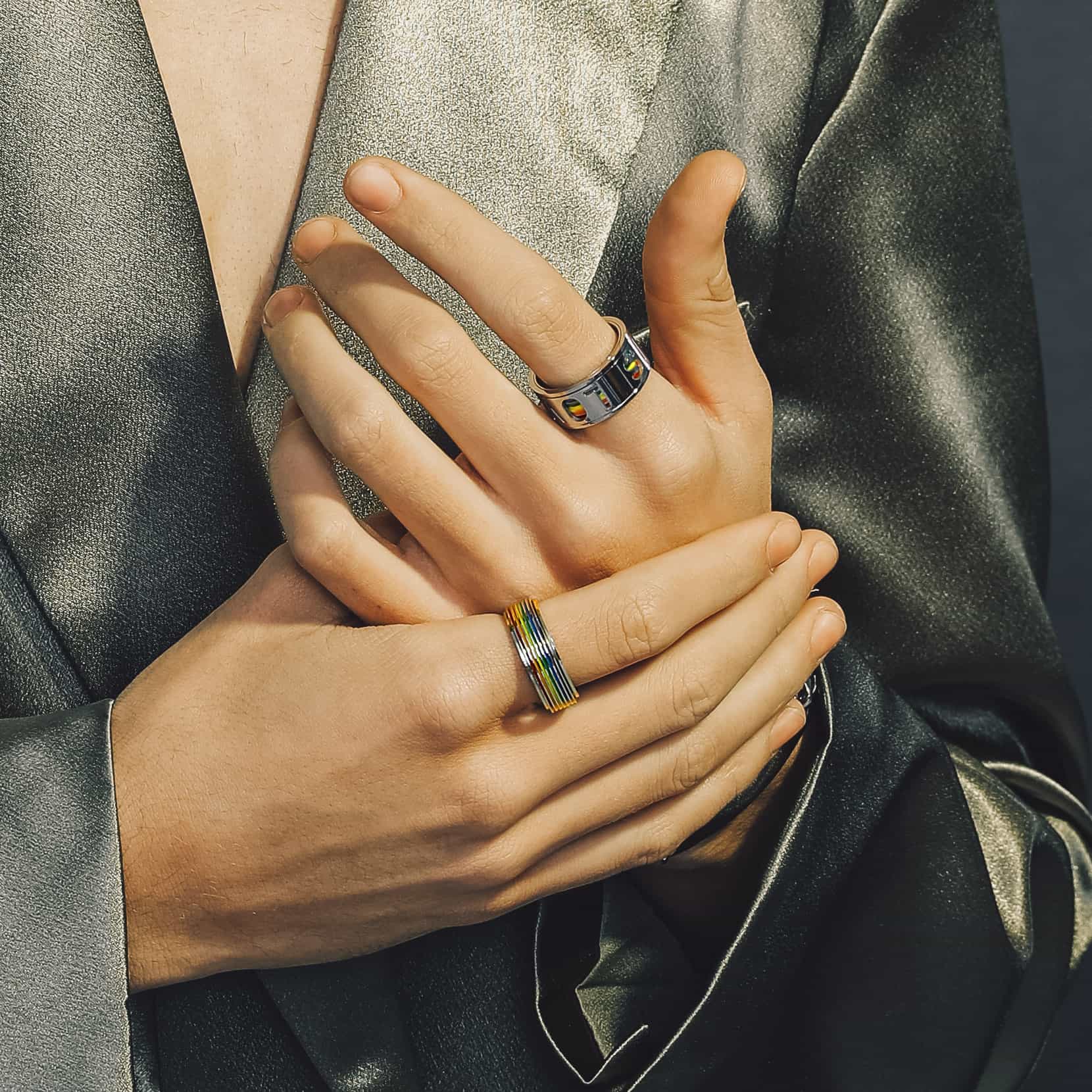 FaithHeart LGBT Pride Rainbow Ring Anxiety Fidget Ring Spinner FaithHeart
