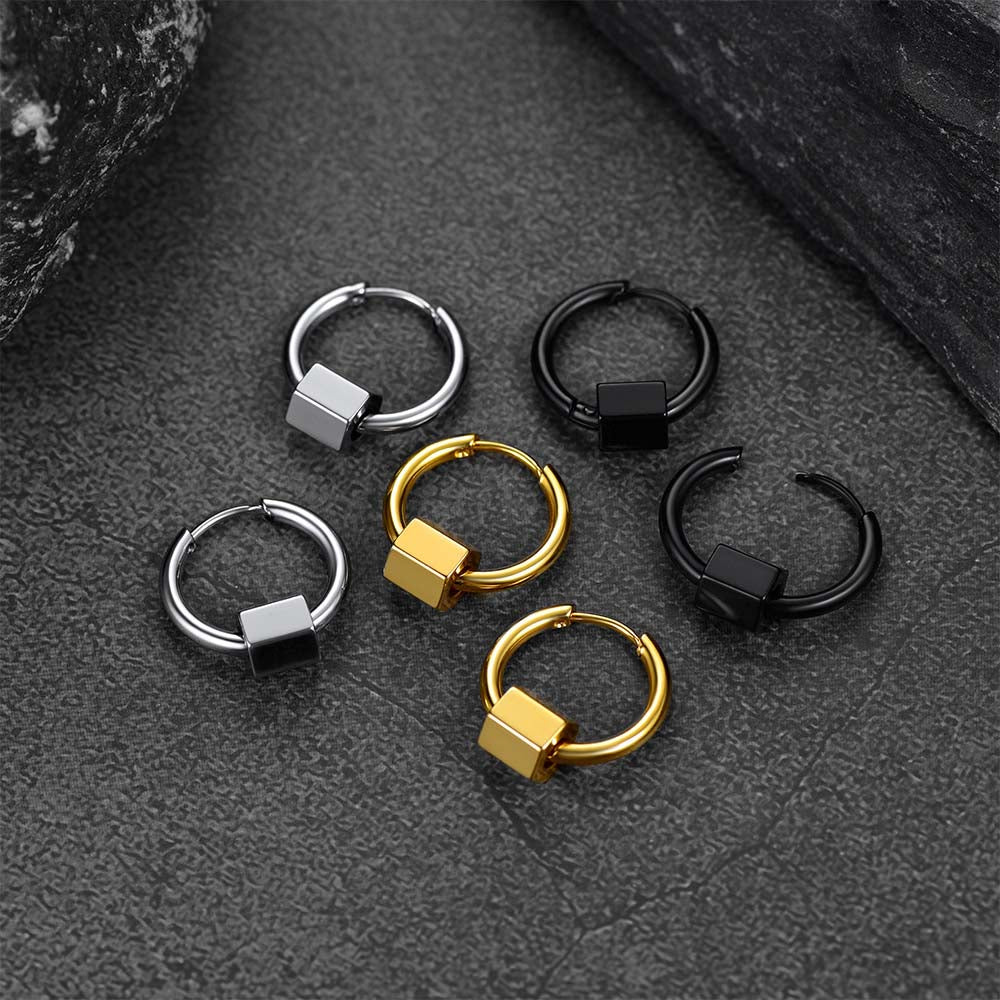 FaithHeart Punk Hexagon Hoop Earrings For Men FaithHeart