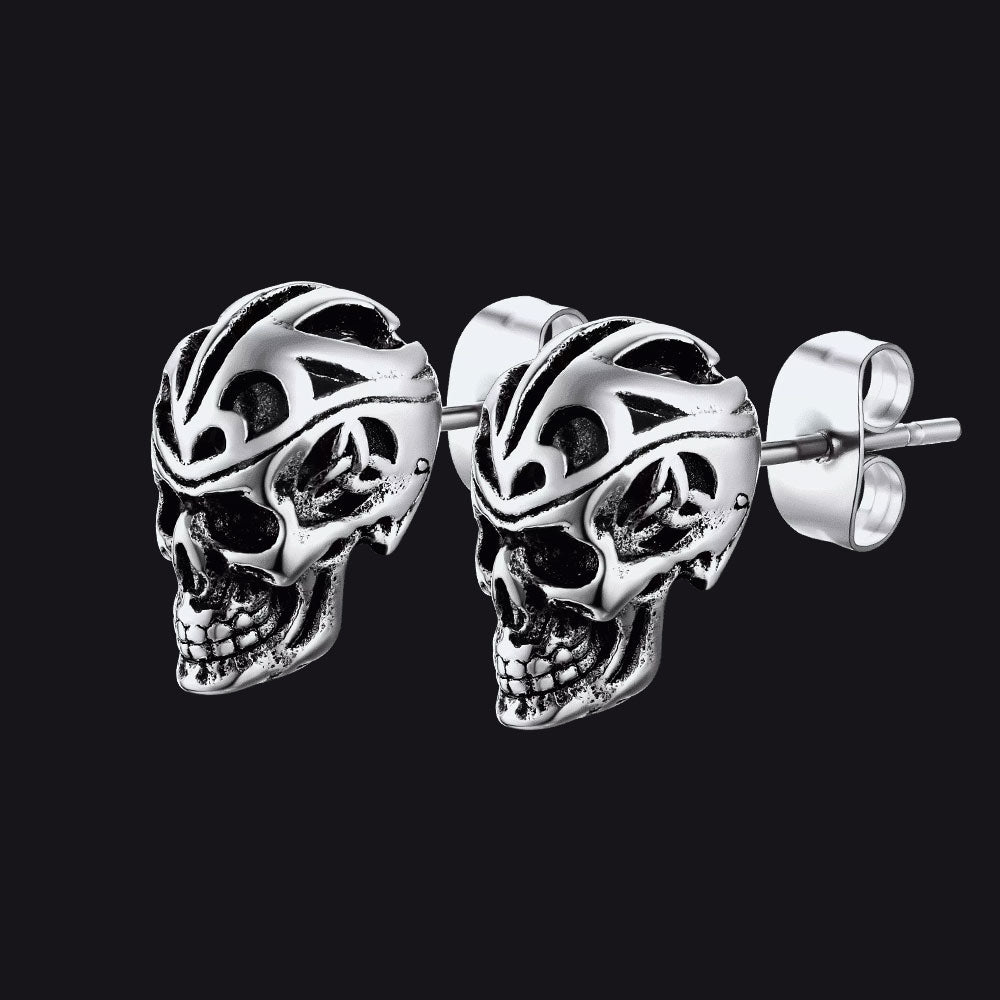 FaithHeart Gothic Celtic Knot Skull Stud Earrings For Men FaithHeart