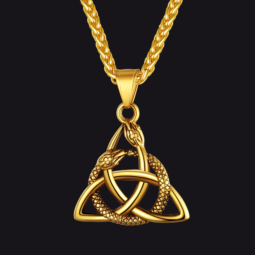 FaithHeart Celtic Trinity Knot Snake Pendant Necklace For Men FaithHeart