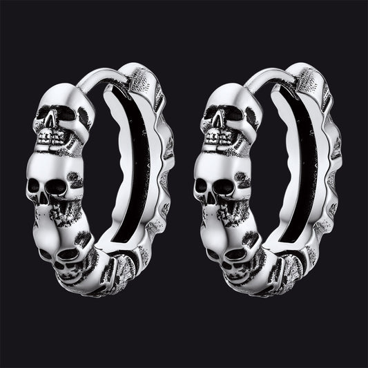 FaithHeart Skull Huggie Hoop Earrings For Men FaithHeartimg