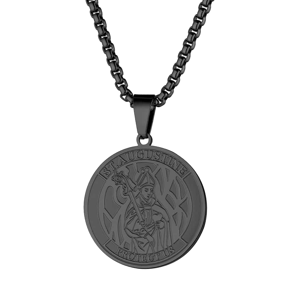 FaithHeart Custom Saint Augustine Necklace Saint Medal Jewelry FaithHeart