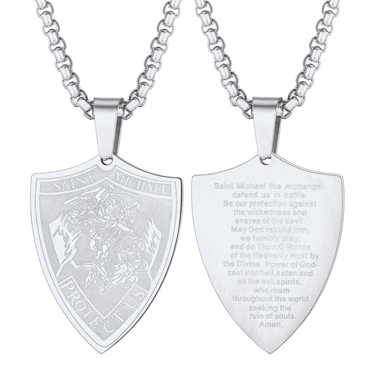 FaithHeart Saint Michael Necklace Shield Archangel Protection Pendant For Men FaithHeartimg