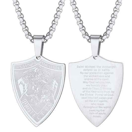 FaithHeart Saint Michael Necklace Shield Archangel Protection Pendant For Men FaithHeart