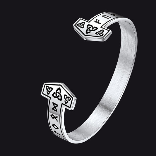 FaithHeart Viking Futhark Runes Cuff Bracelet For Men FaithHeartimg