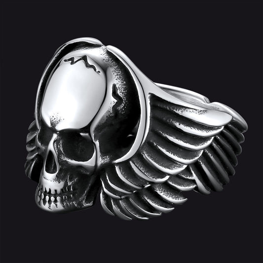 FaithHeart Biker Wings Skull Ring for Men Stainless Steel FaithHeartimg