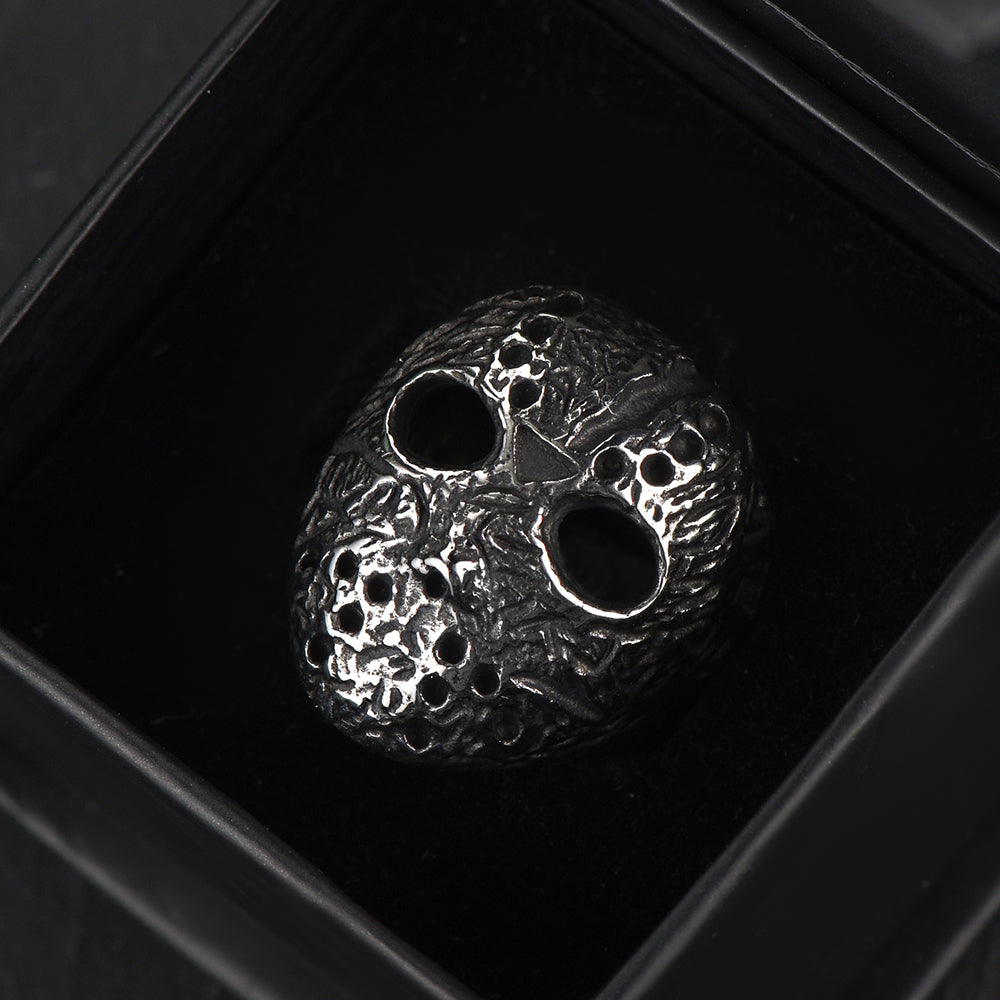 FaithHeart Punk Stainless Steel Jason Voorhees Mask Ring for Men FaithHeart