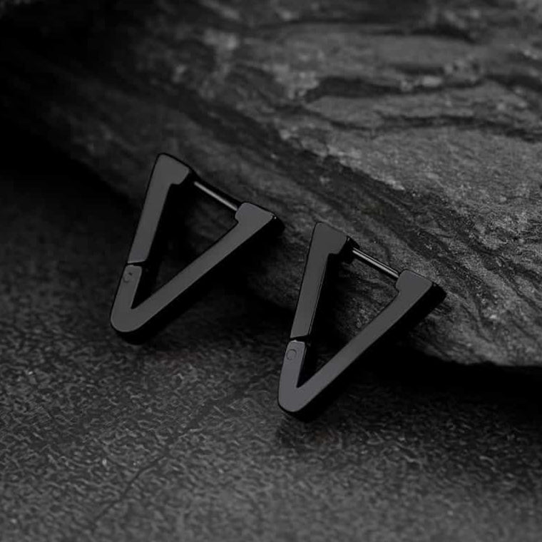 FaithHeart Men's Triangle Hoop Earrings Stainless Steel FaithHeart