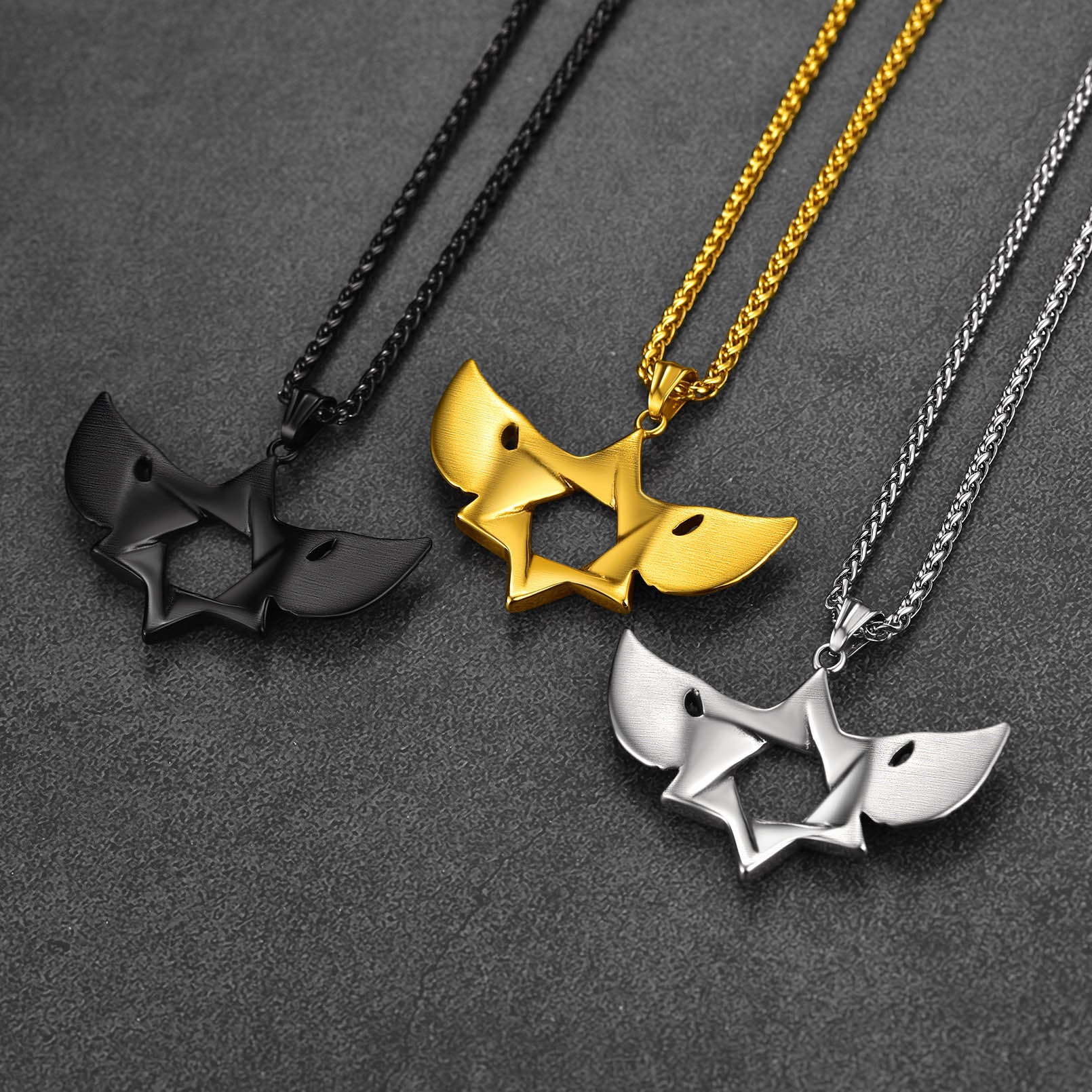 FaithHeart Vintage Jewish Star of David Necklace With Wing For Men FaithHeart