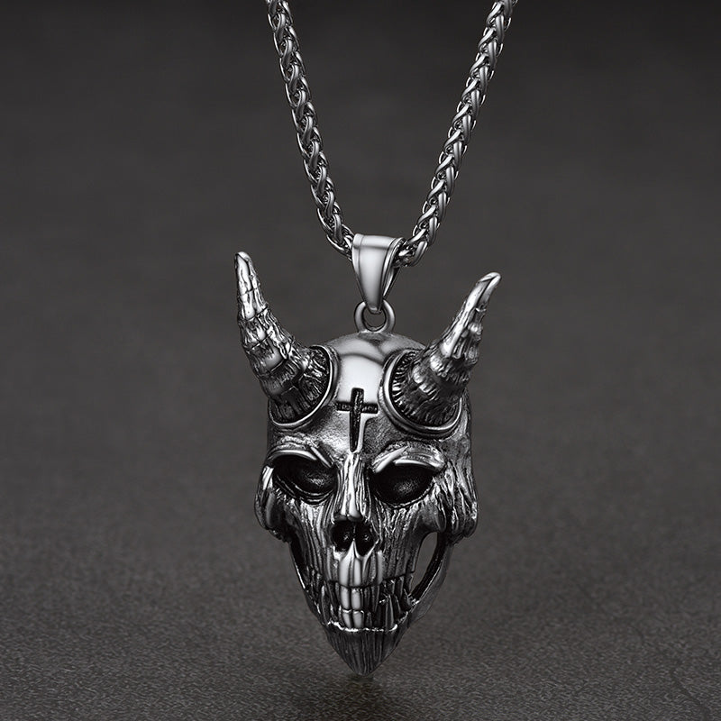 FaithHeart Gothic Skull Goat Necklace Devil Pendant for Men FaithHeart
