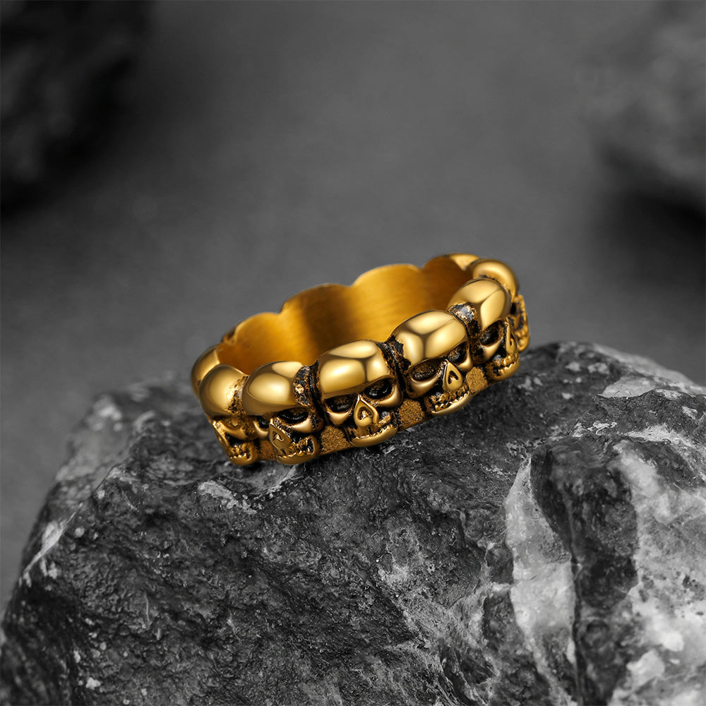 FaithHeart Gothic Punk Skull Ring For Men Stainless Steel FaithHeart