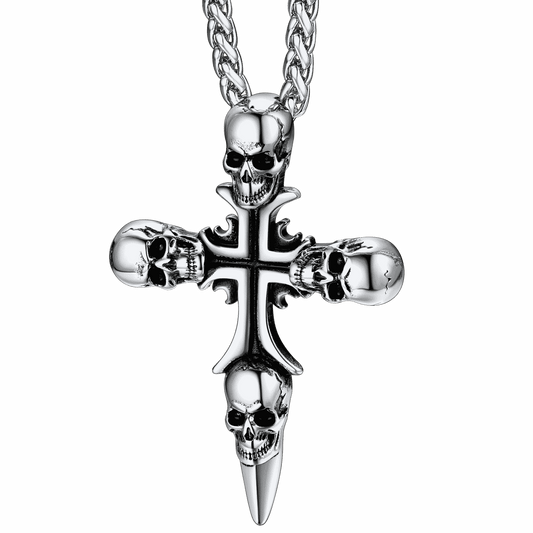 FaithHeart Vintage Skull Cross Necklace For Men Stainless Steel FaithHeartimg