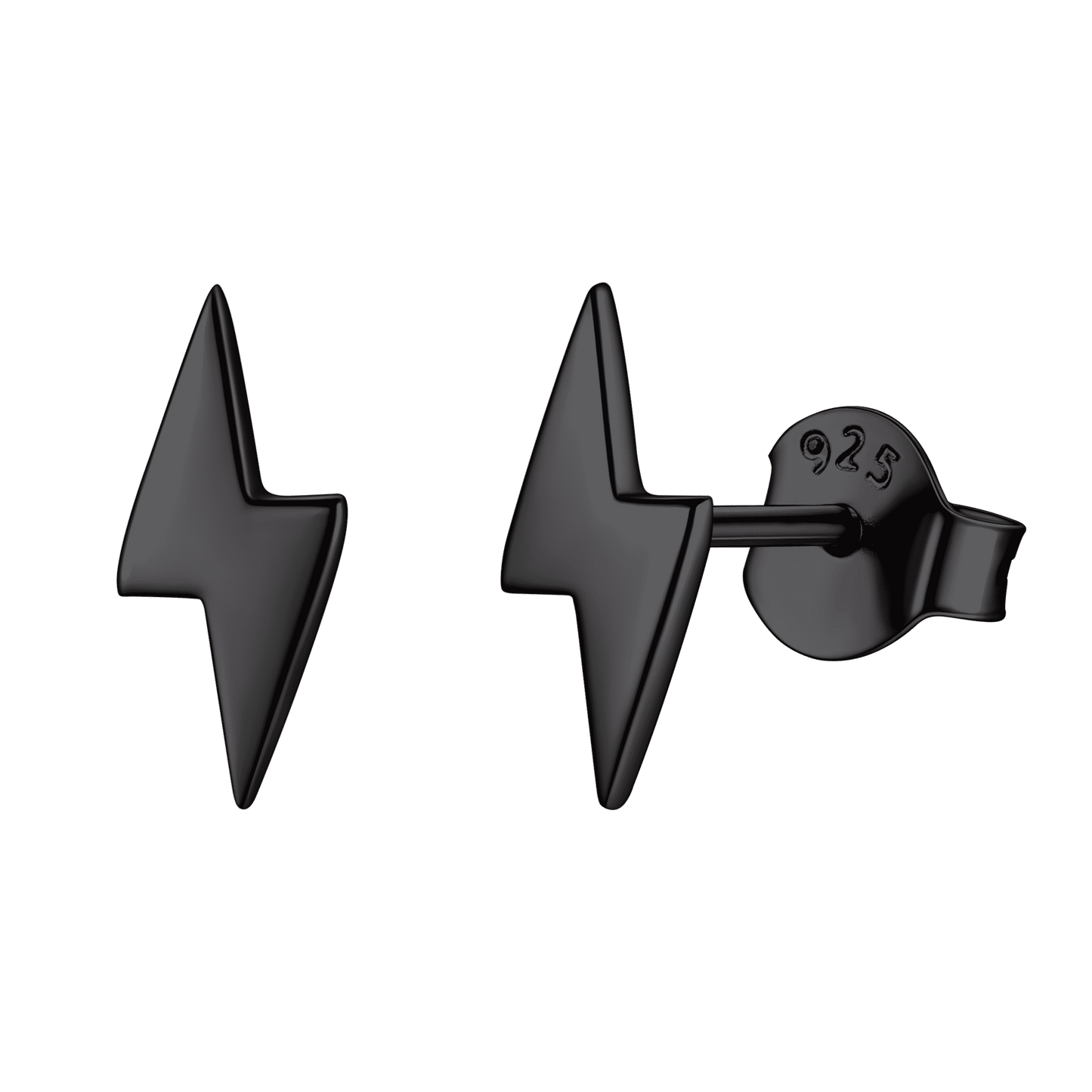 FaithHeart Sterling Silver Lightning Bolt Stud Earrings For Men FaithHeart
