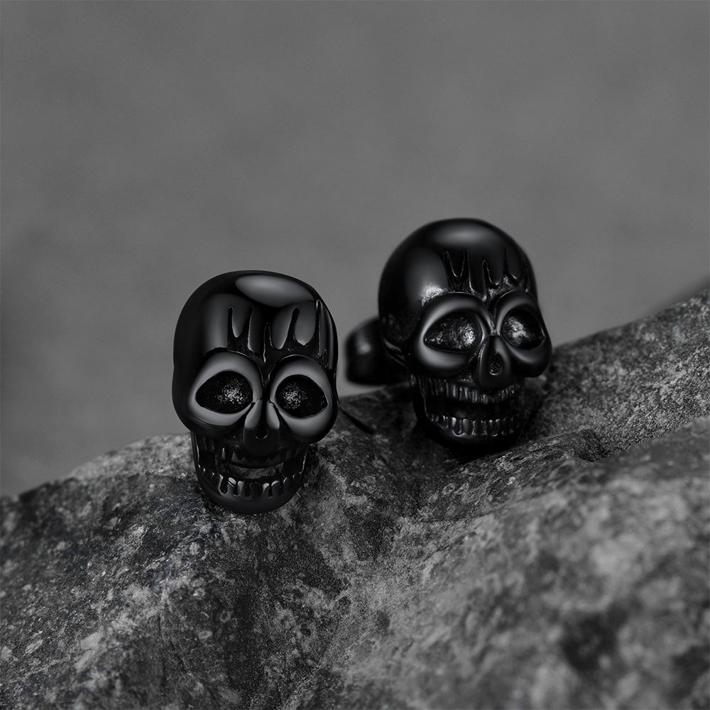 FaithHeart Gothic Skull Stud Earrings For Men Stainless Steel FaithHeart