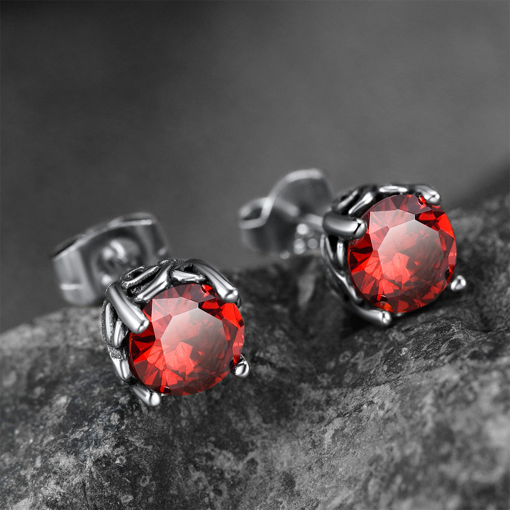 FaithHeart Celtic Gemstone Stud Earrings for Men FaithHeart