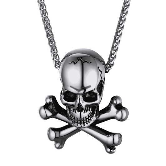 FaithHeart Gothic Pirate Skull Crossbones Necklace For Men FaithHeartimg