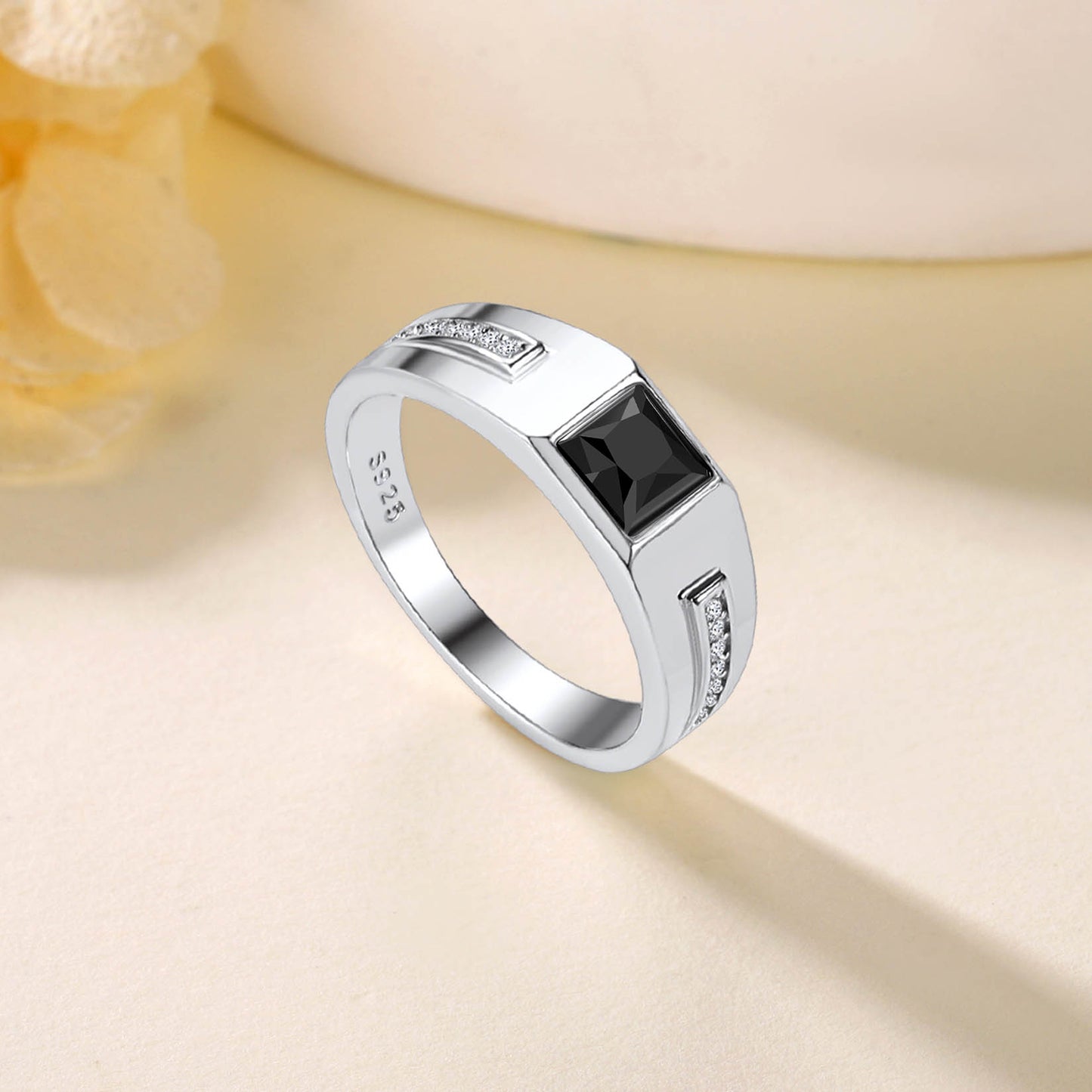 FaithHeart Minimalist Black Onyx Band Ring For Men FaithHeart
