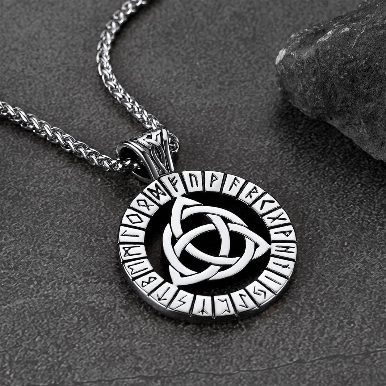 FaithHeart Viking Runes Celtic Knot Necklace for Men FaithHeart