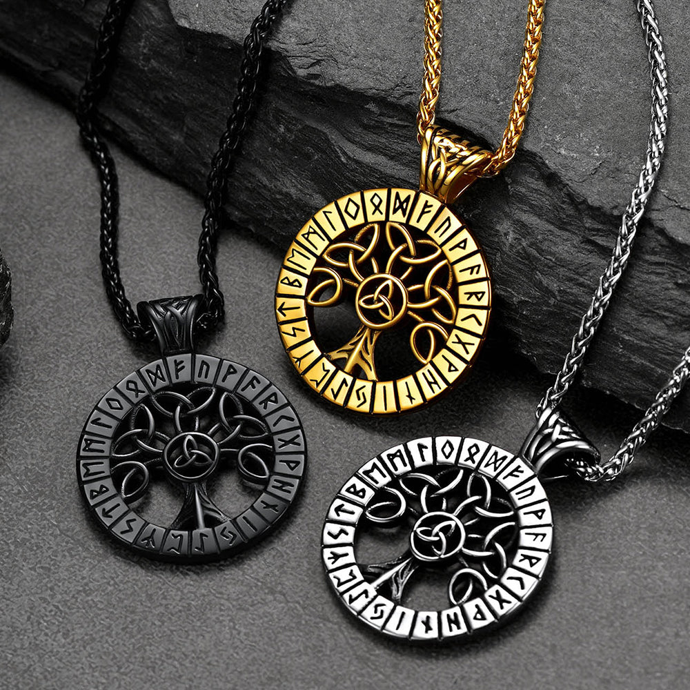 FaithHeart Norse Viking Rune Tree Of Life Necklace For Men FaithHeart