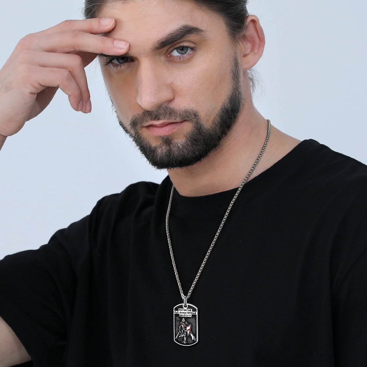 FaithHeart Religious Knights Templar Dog Tag Necklace For Men FaithHeart