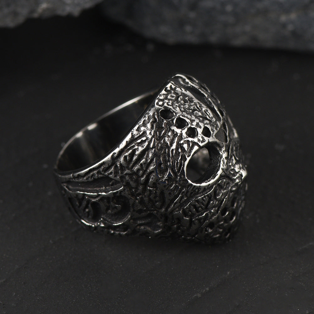 FaithHeart Punk Stainless Steel Jason Voorhees Mask Ring for Men FaithHeart