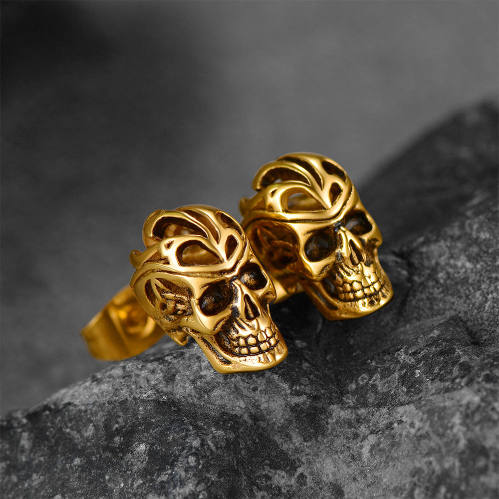FaithHeart Gothic Celtic Knot Skull Stud Earrings For Men FaithHeart