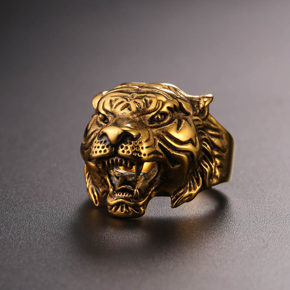 FaithHeart Vintage Tiger Head Ring For Men FaithHeart