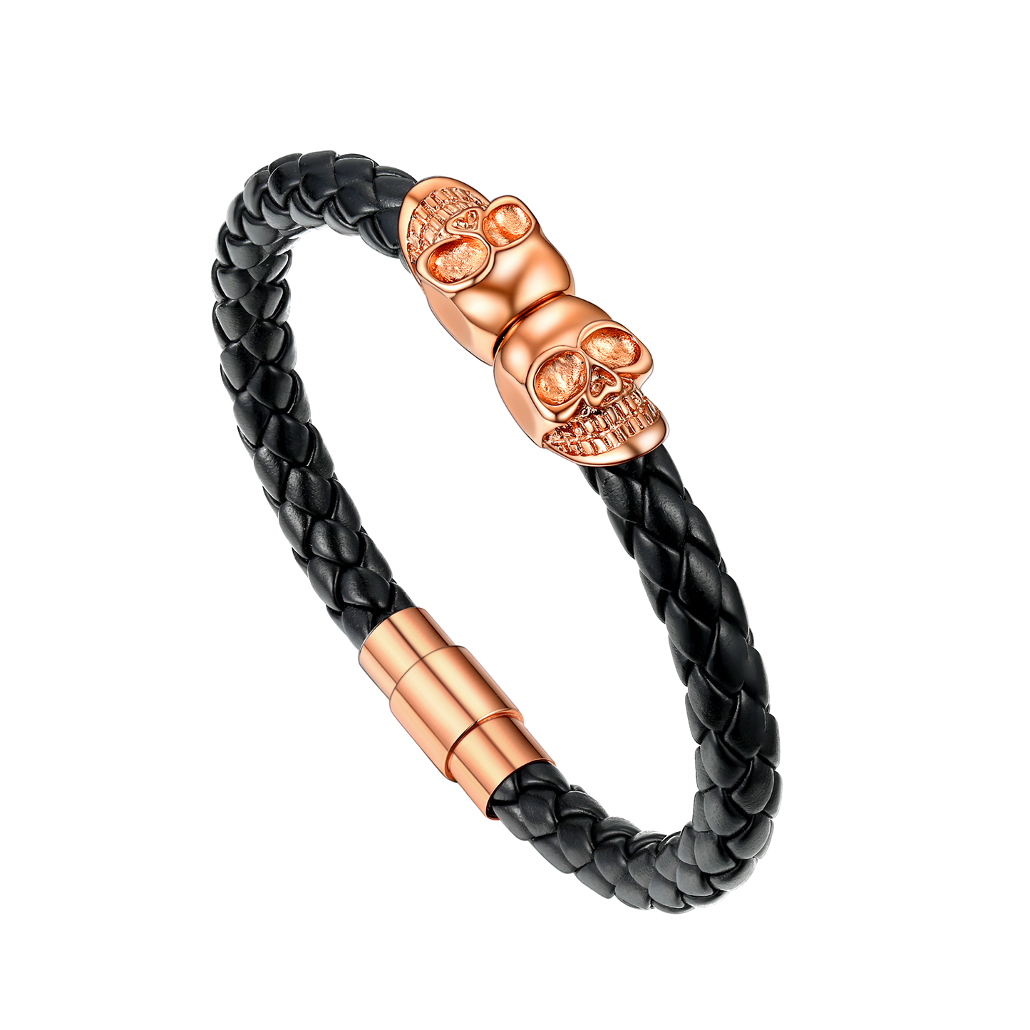 FaithHeart Braided Leather Bracelet With Skull for Men FaithHeart