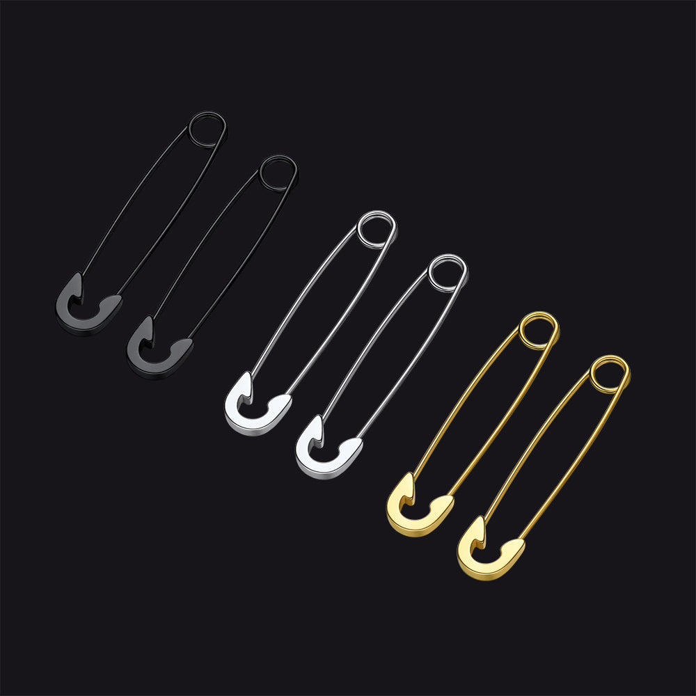 FaithHeart Stainless Steel Safety Pin Earrings Set For Men FaithHeart