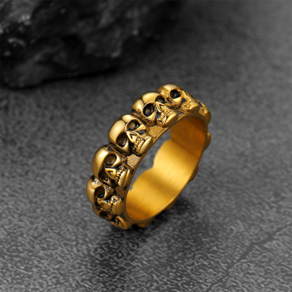 FaithHeart Gothic Punk Skull Ring For Men Stainless Steel FaithHeart