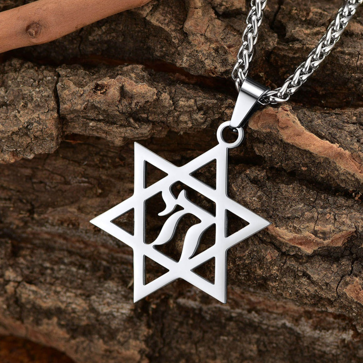 FaithHeart Star Of David Hebrew Letter Necklace For Men FaithHeart