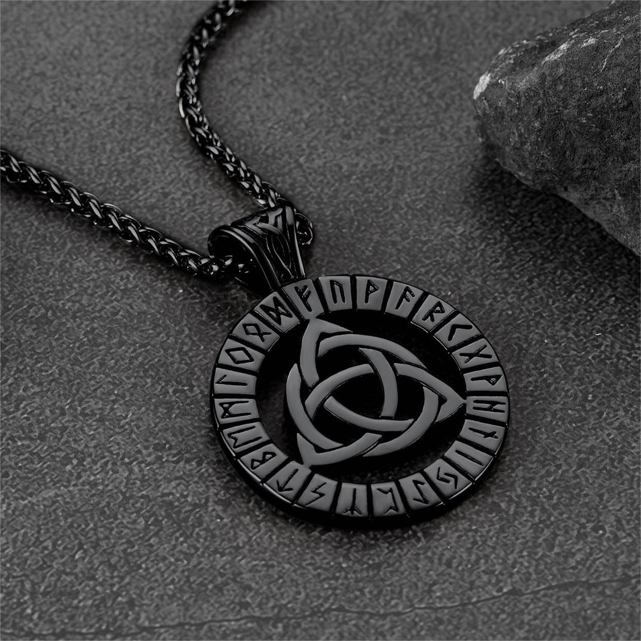 FaithHeart Viking Runes Celtic Knot Necklace for Men FaithHeart