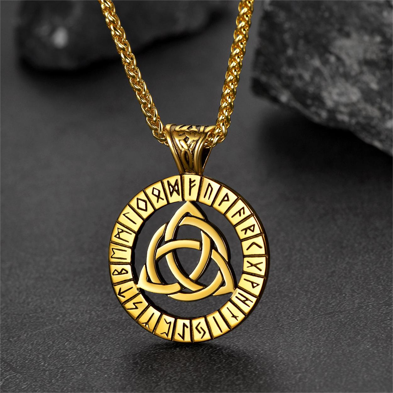 FaithHeart Viking Runes Celtic Knot Necklace for Men FaithHeart