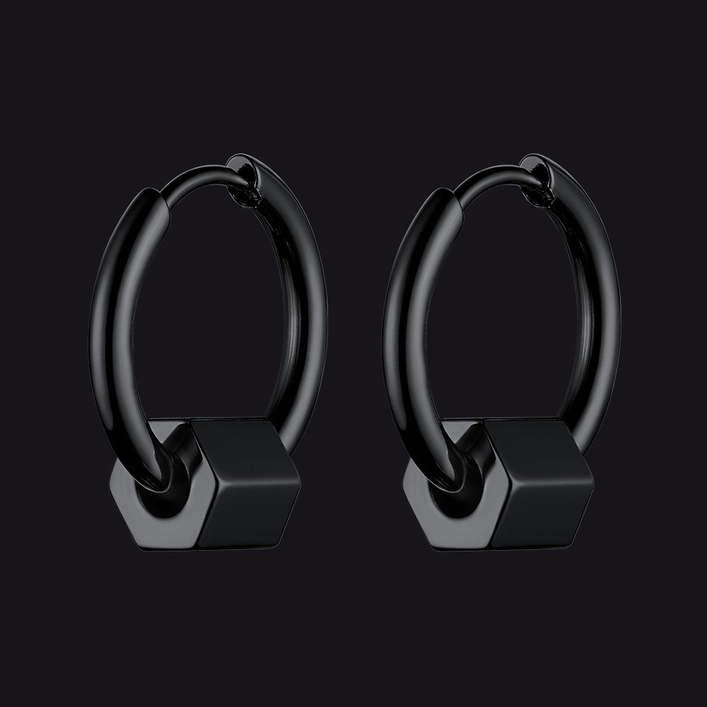 FaithHeart Punk Hexagon Hoop Earrings For Men FaithHeart