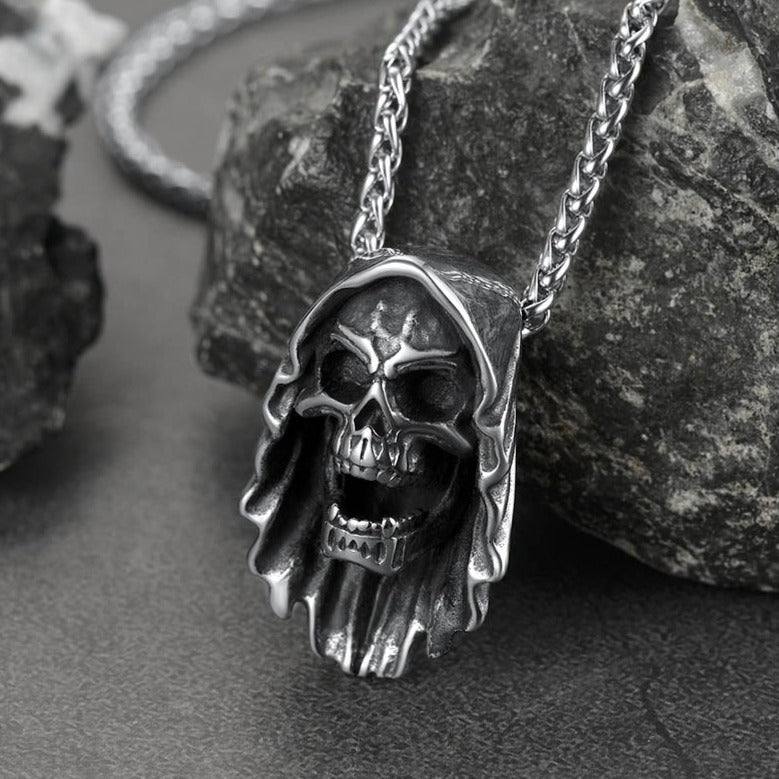 FaithHeart Grim Reaper Skull Pendant Necklace For Men FaithHeart