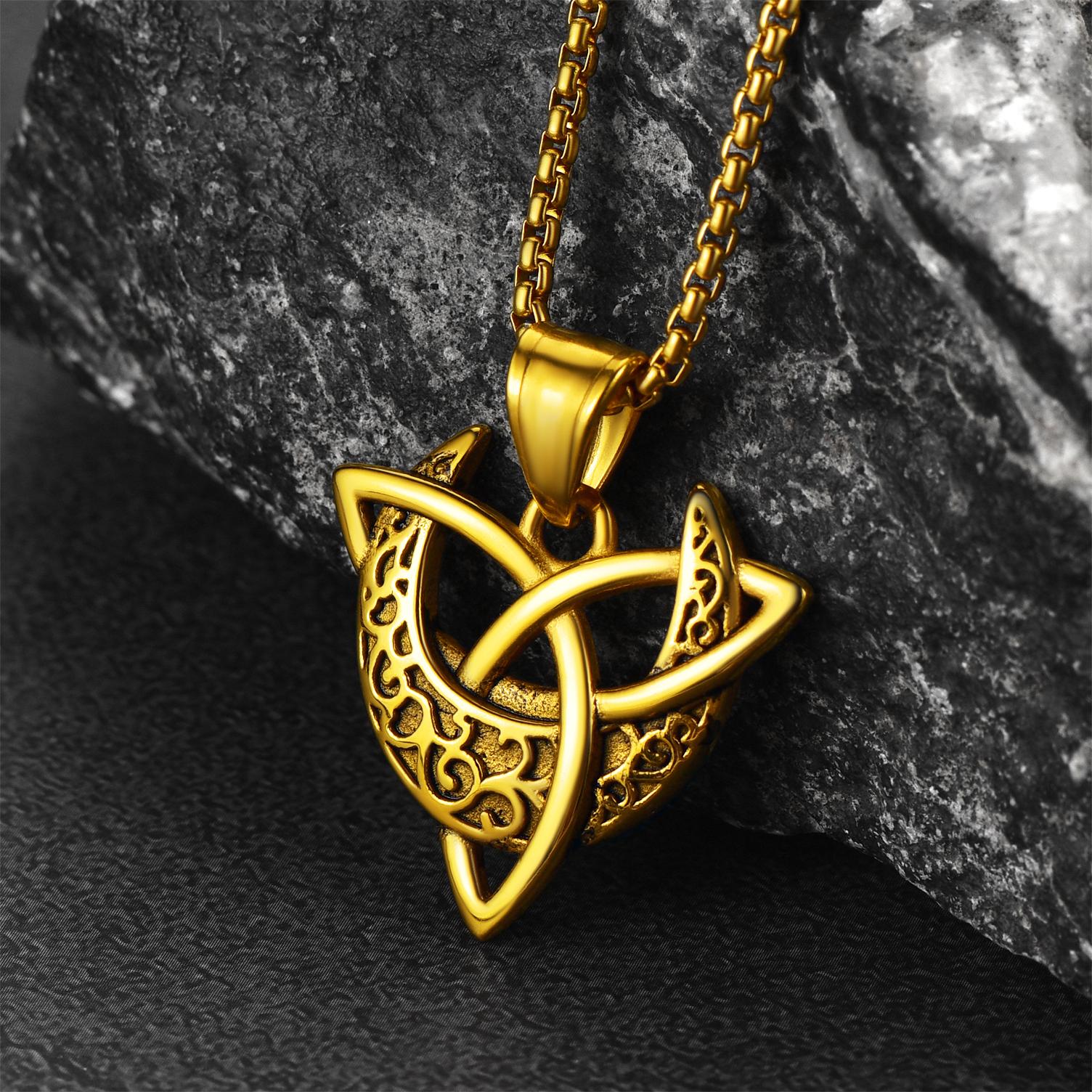 FaithHeart Vintage Triple Moon Goddess Necklace For Men FaithHeart