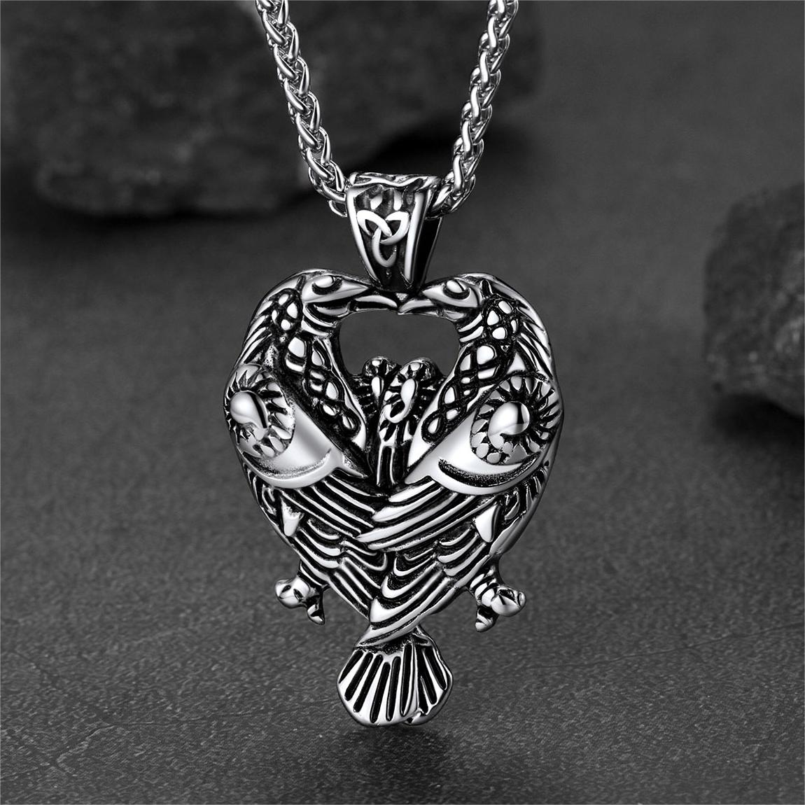 FaithHeart Viking Odin's Ravens Necklace Huginn and Muninn Pendant FaithHeart