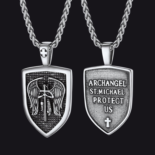 FaithHeart Shield Archangel St. Michael Protection Necklace For Men FaithHeartimg