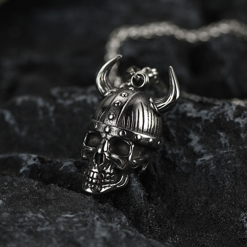 FaithHeart Viking Helmet Skull Pendant Necklace For Men FaithHeart