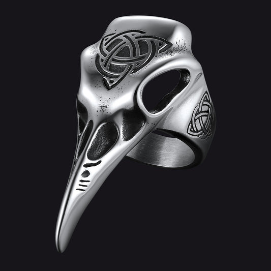 FaithHeart Viking Raven Skull Ring With Celtic Knot For Men FaithHeart