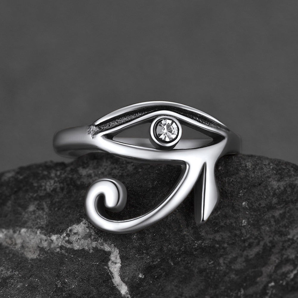 FaithHeart Egyptian Eye of Horus Ring for Men Stainless Steel FaithHeart