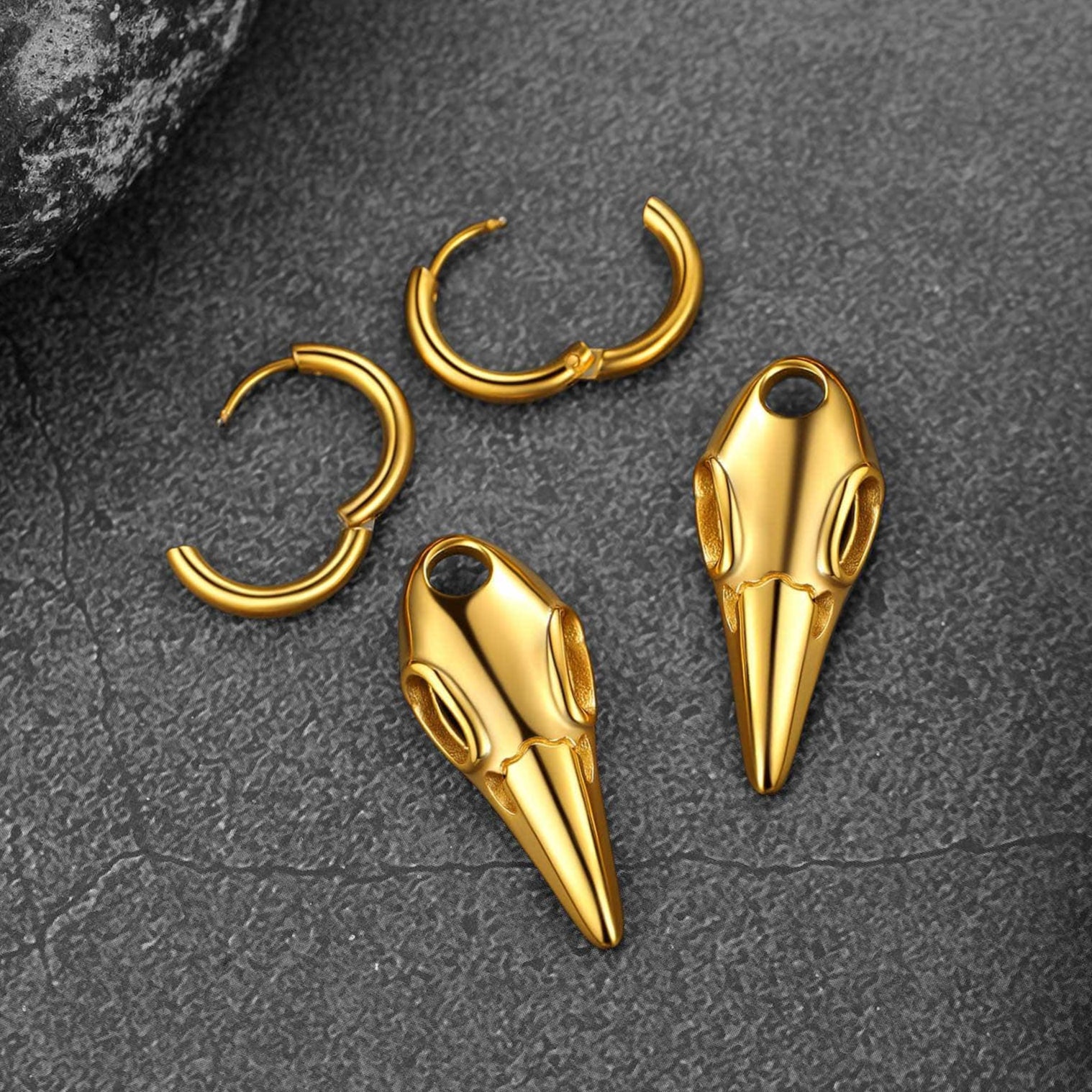 FaithHeart Gothic Raven Skull Earrings Viking Earrings for Men FaithHeart