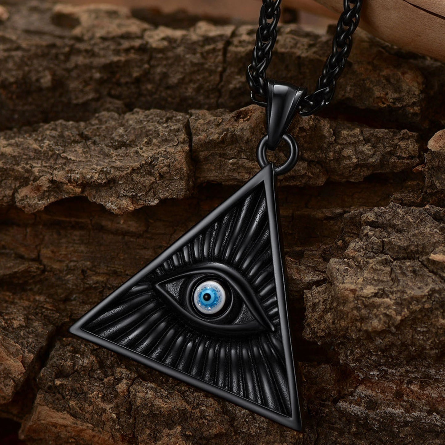 FaithHeart Triangle All Seeing Eye Pendant Necklace For Men FaithHeart