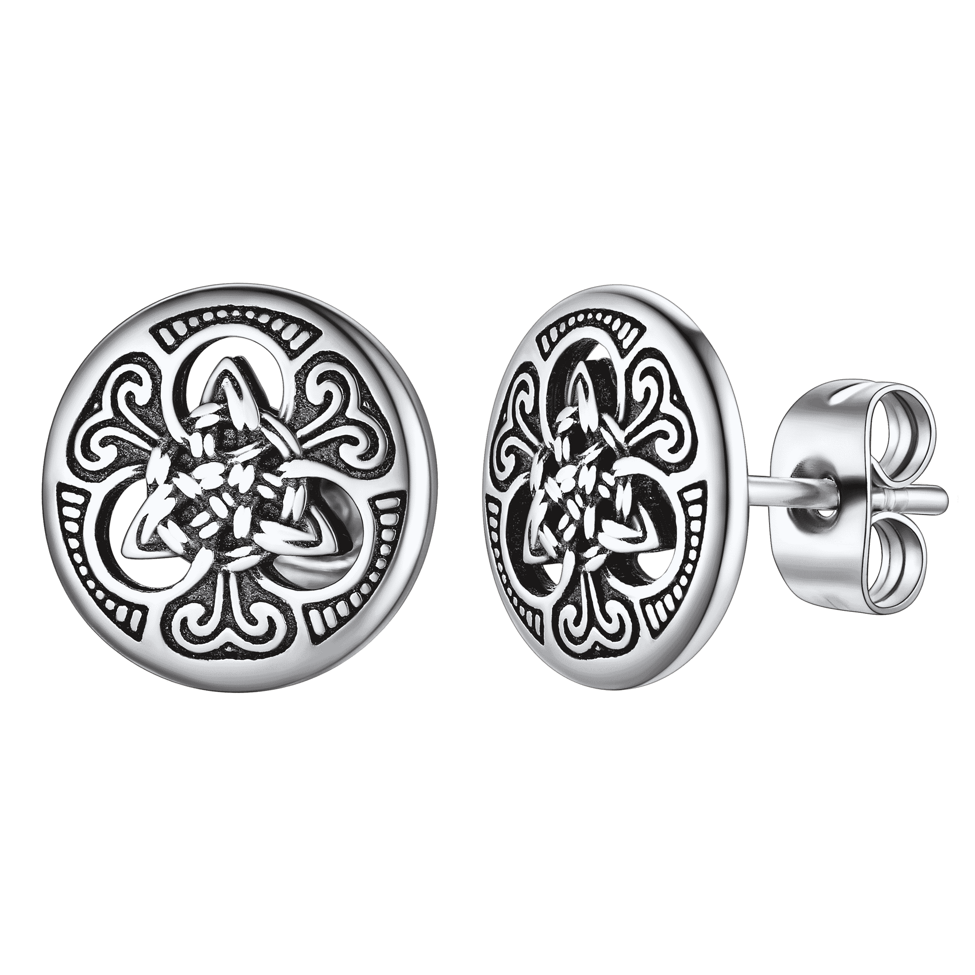 FaithHeart Round Irish Celtic Knot Stud Earrings For Men FaithHeart