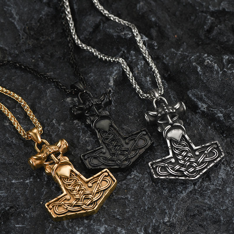 FaithHeart Viking Thor Hammer Necklace Odin Pendant For Men FaithHeart
