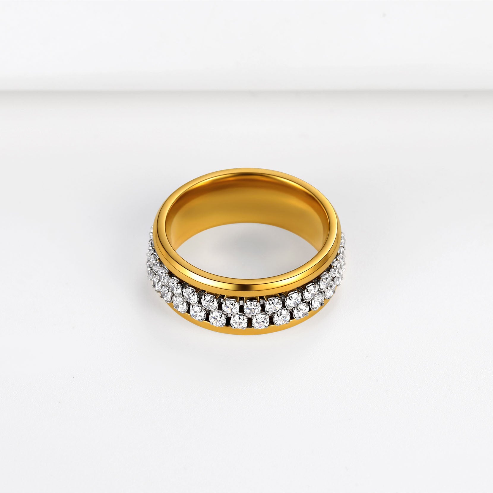 FaithHeart Cubic Zirconia Fidget Band Ring Rotatable Ring for Men FaithHeart